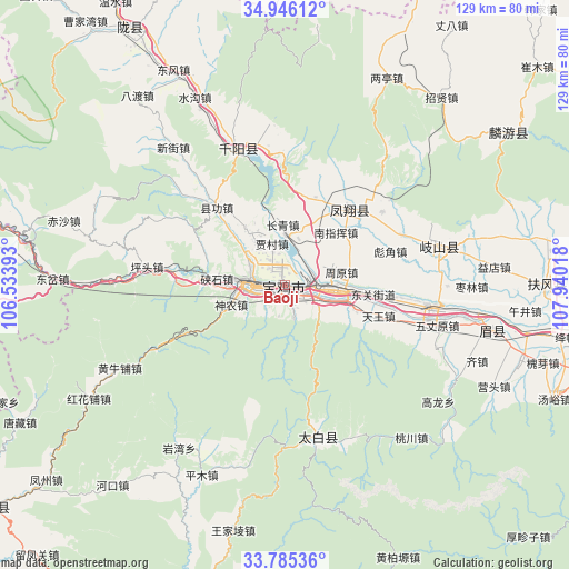 Baoji on map