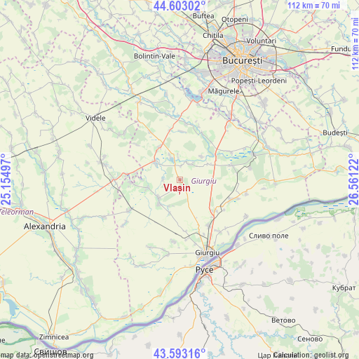 Vlașin on map