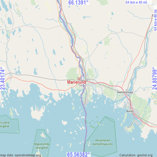 Marielund on map