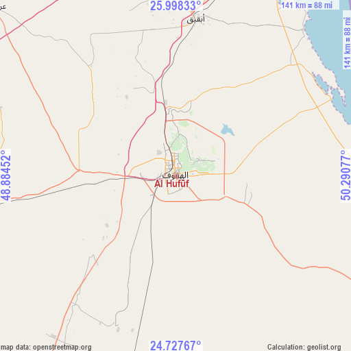 Al Hufūf on map