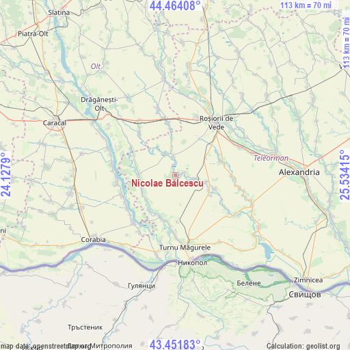 Nicolae Bălcescu on map