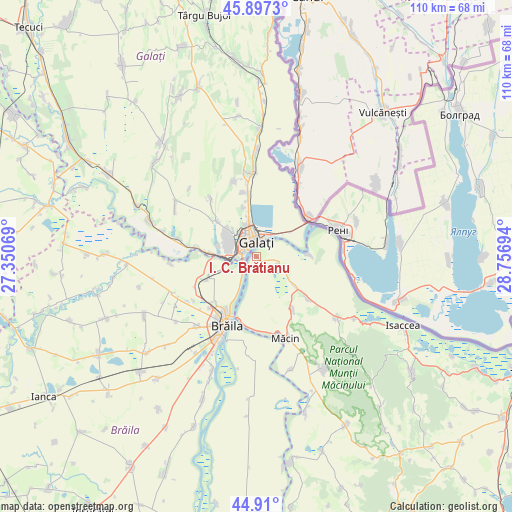 I. C. Brătianu on map