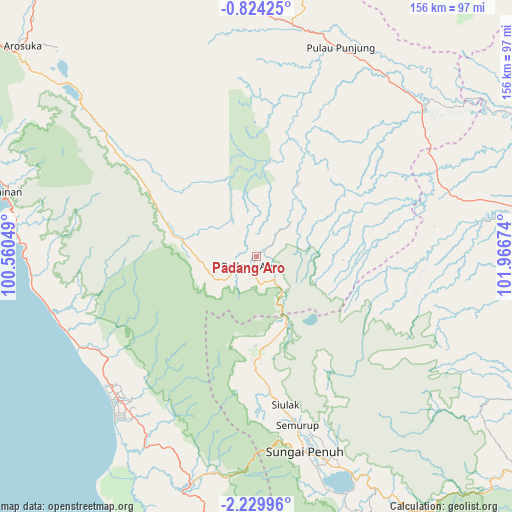 Padang Aro on map
