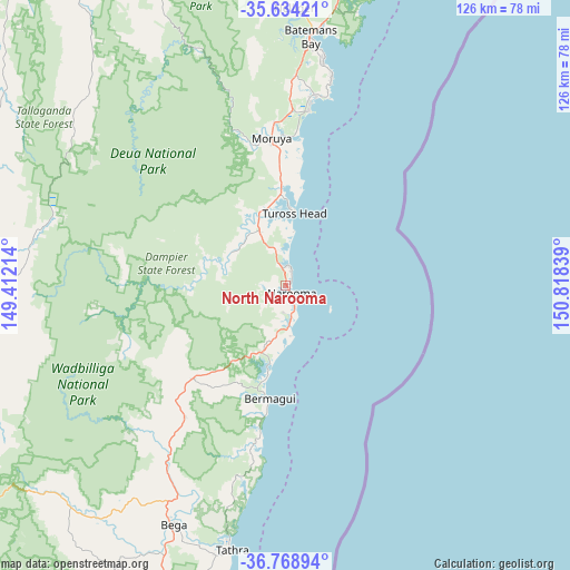 North Narooma on map