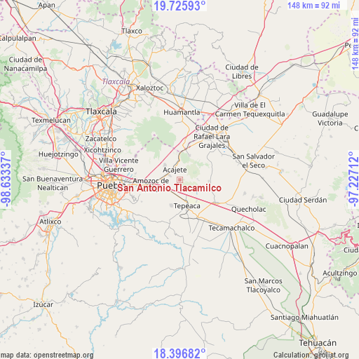 San Antonio Tlacamilco on map