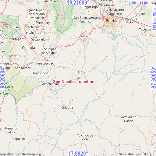 San Nicolás Tolentino on map
