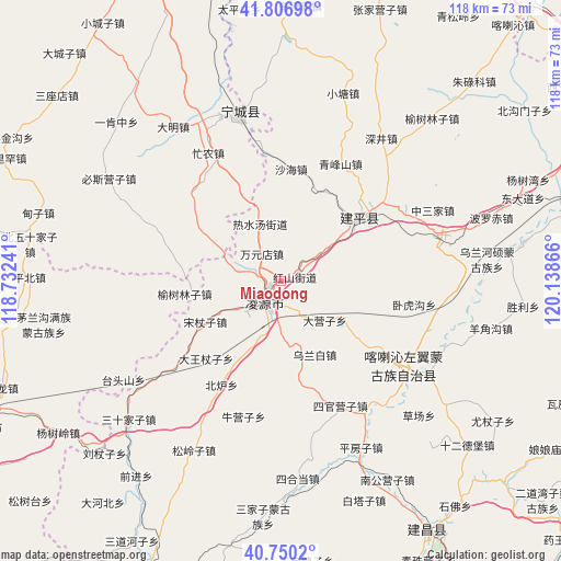 Miaodong on map