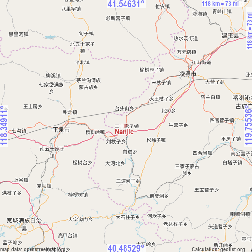 Nanjie on map