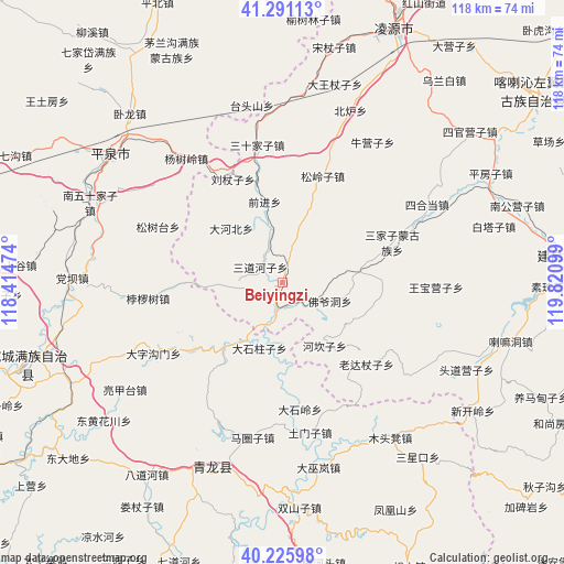 Beiyingzi on map