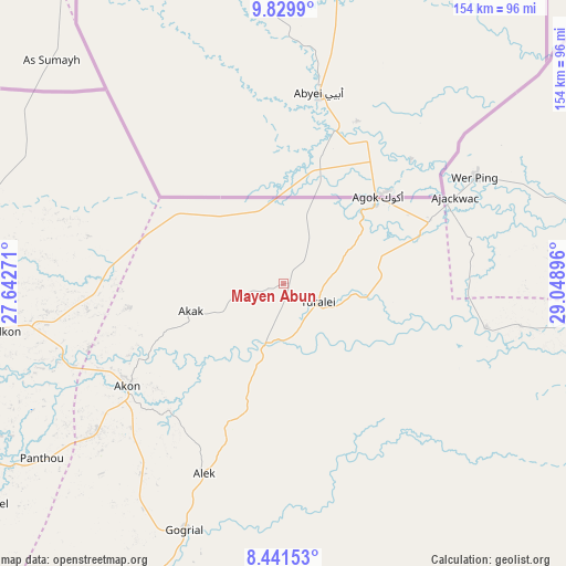 Mayen Abun on map