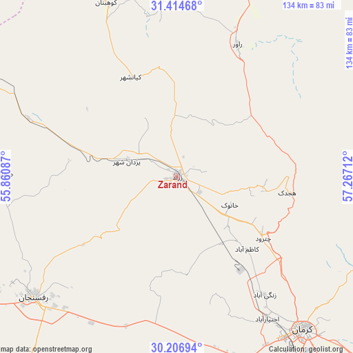 Zarand on map