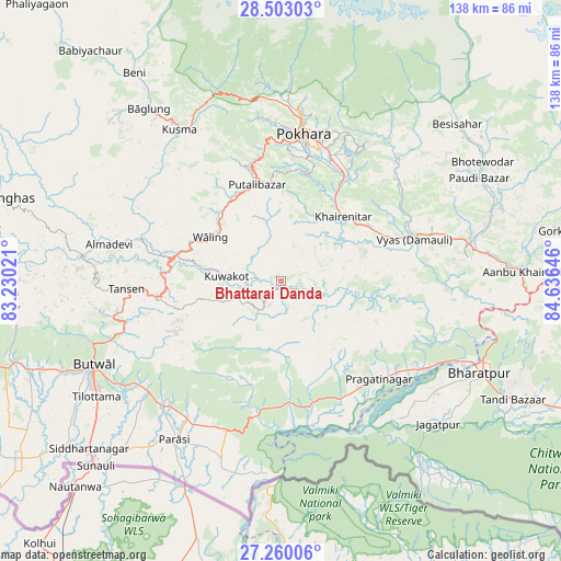 Bhattarai Danda on map