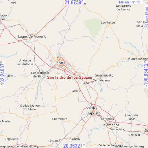 San Isidro de los Sauces on map