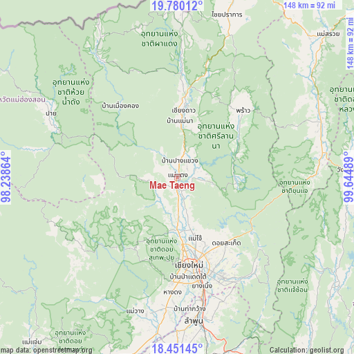 Mae Taeng on map