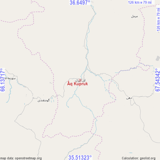 Āq Kupruk on map