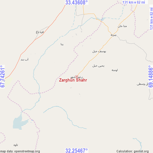 Zarghūn Shahr on map