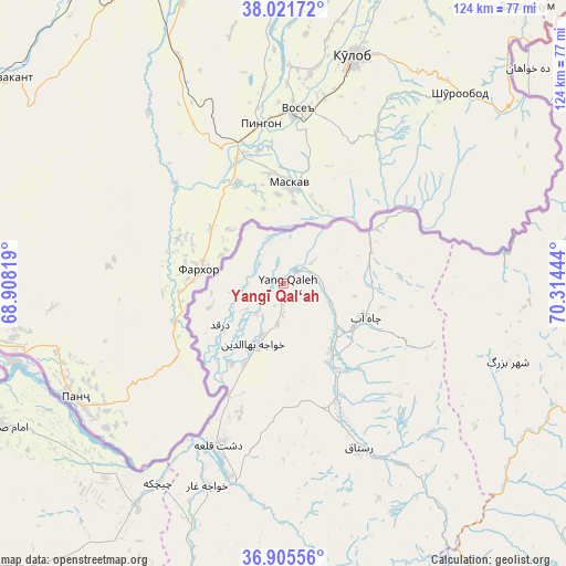 Yangī Qal‘ah on map