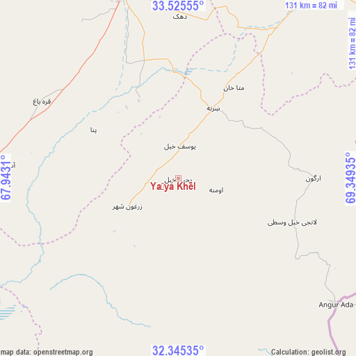 Yaḩyá Khēl on map