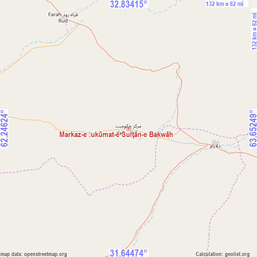 Markaz-e Ḩukūmat-e Sulţān-e Bakwāh on map