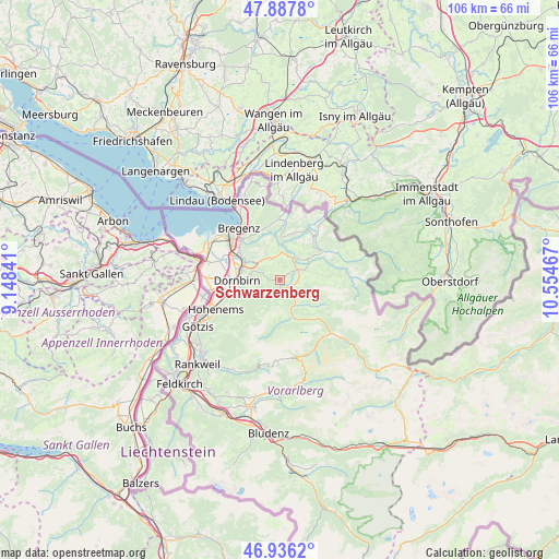 Schwarzenberg on map