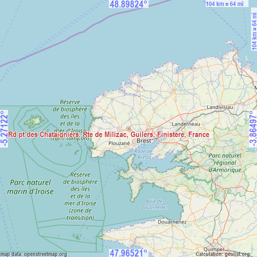 Rd pt des Chataigniers, Rte de Milizac, Guilers, Finistère, France on map