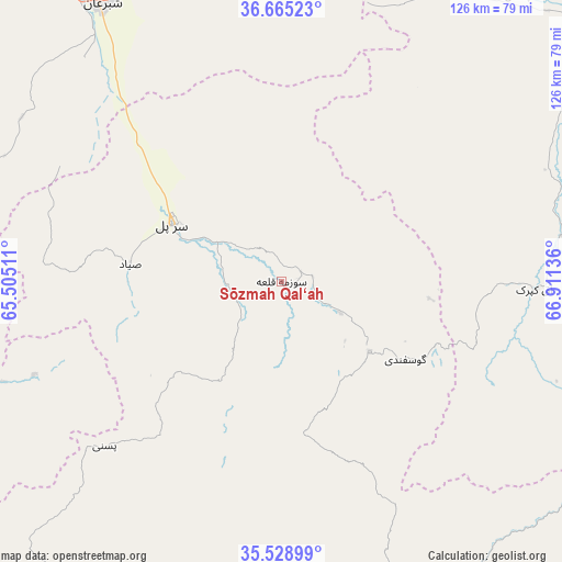 Sōzmah Qal‘ah on map