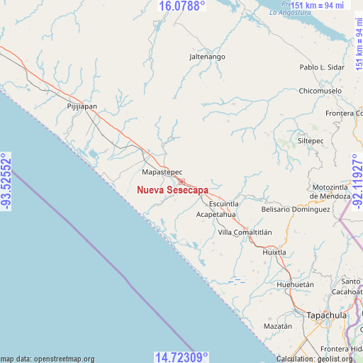 Nueva Sesecapa on map