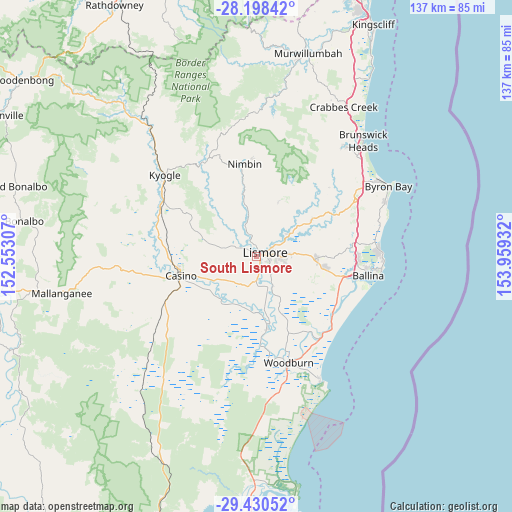 South Lismore on map