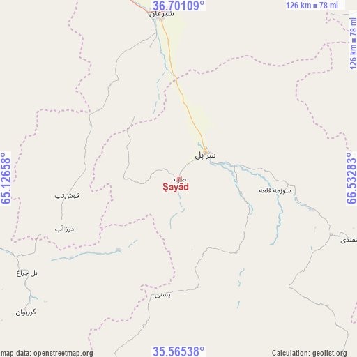 Şayād on map