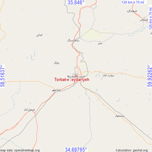 Torbat-e Ḩeydarīyeh on map