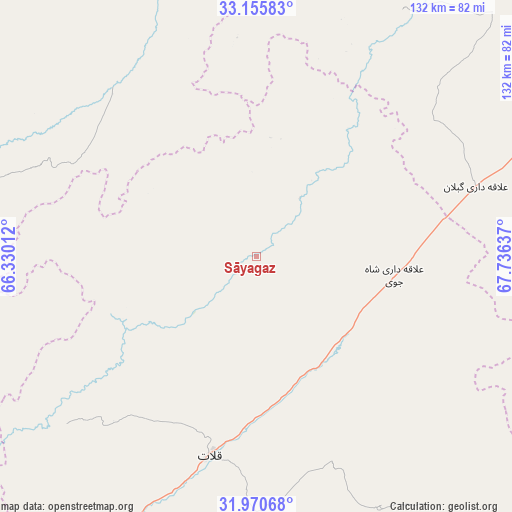 Sāyagaz on map