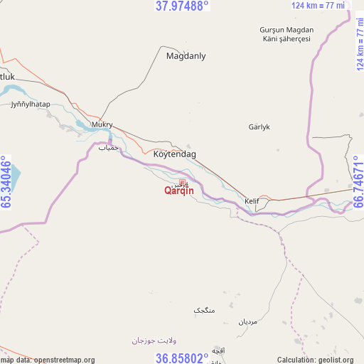 Qarqīn on map