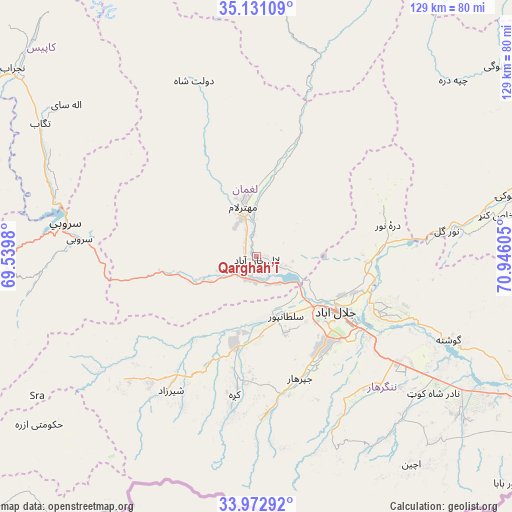 Qarghah’ī on map
