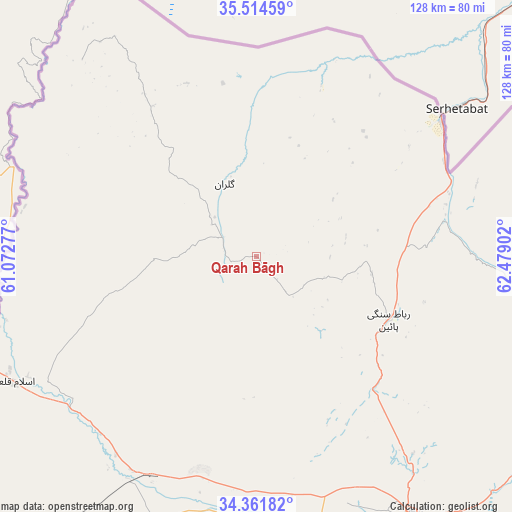 Qarah Bāgh on map