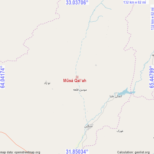 Mūsá Qal‘ah on map
