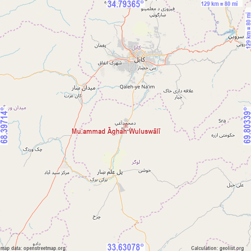 Muḩammad Āghah Wuluswālī on map