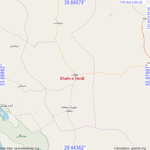 Shahr-e Herāt on map