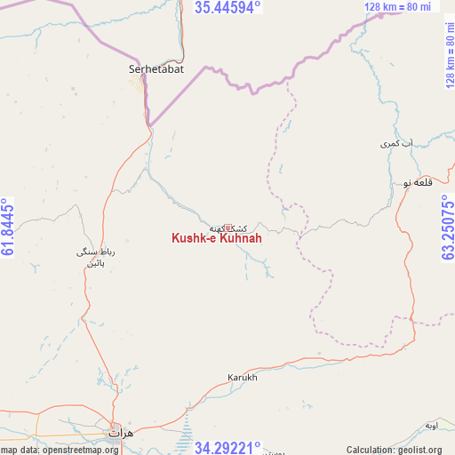 Kushk-e Kuhnah on map