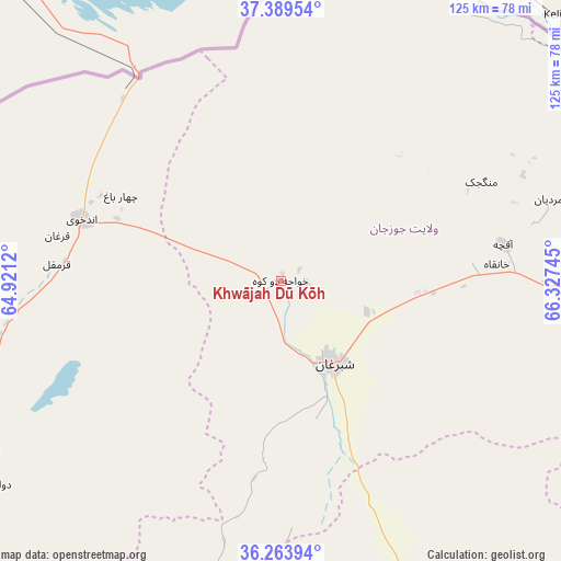 Khwājah Dū Kōh on map