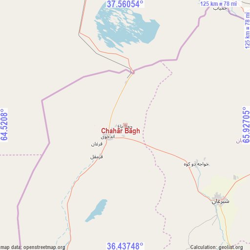Chahār Bāgh on map