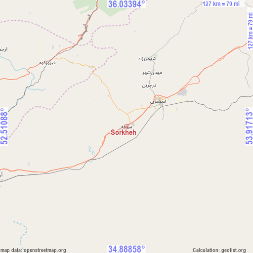 Sorkheh on map