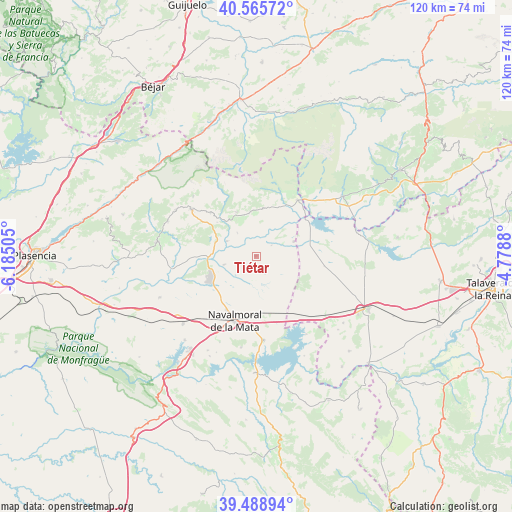 Tiétar on map