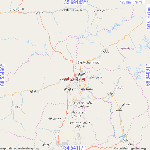Jabal os Saraj on map
