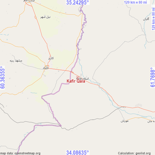 Kafir Qala on map