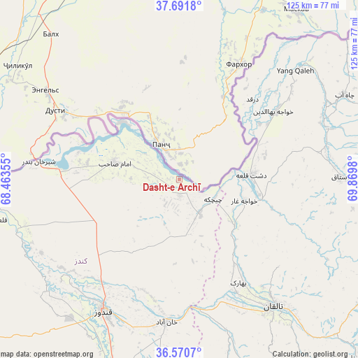 Dasht-e Archī on map
