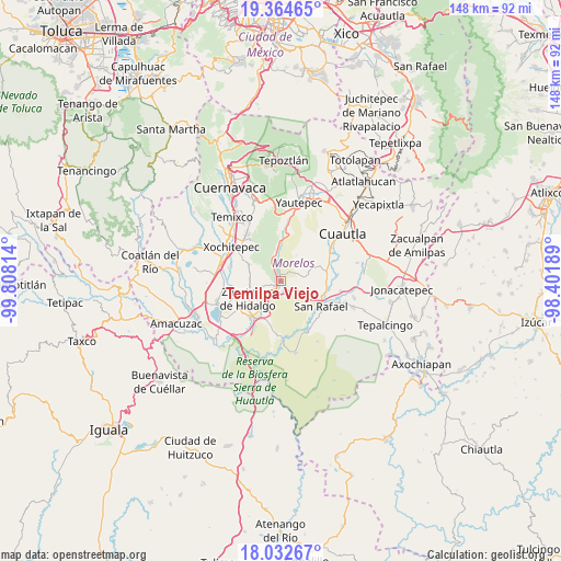 Temilpa Viejo on map
