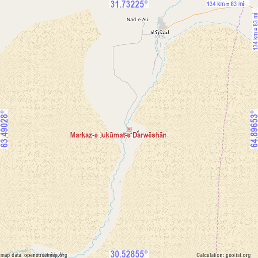 Markaz-e Ḩukūmat-e Darwēshān on map