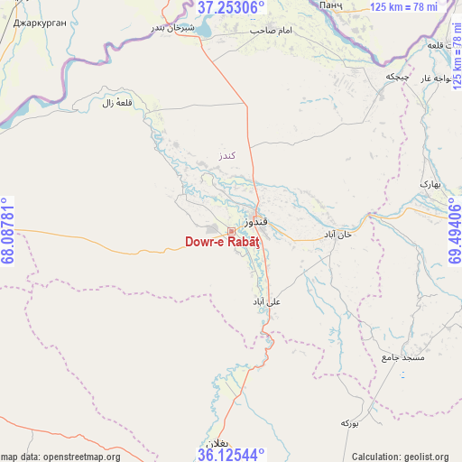 Dowr-e Rabāţ on map