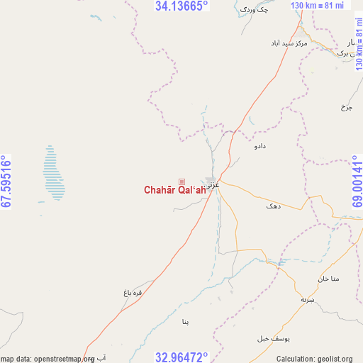 Chahār Qal‘ah on map