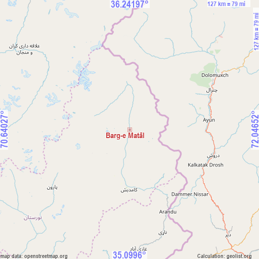 Barg-e Matāl on map